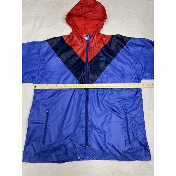Vintage 80s Levis Anorak Windbreaker Jacket Windrunner V-Front Hooded Size Large - Picture 4 of 8